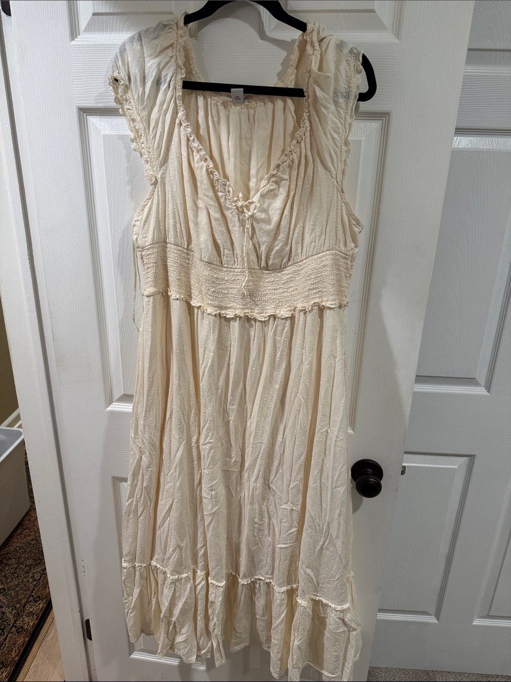 Old Navy Cream Ruffled V-Neck Maxi Dress